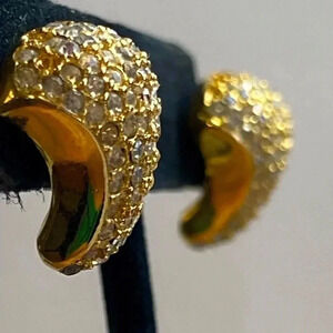 QUALITY, CZ AND GOLD PLATED PIERCED EARRINGS. NICE WEIGHT.